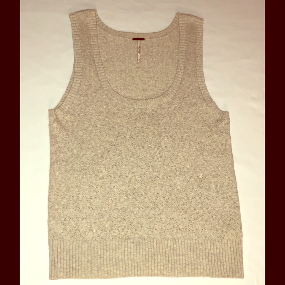 Free People Knit Heather Beige Sweater Vest